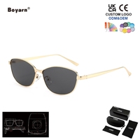 Lunettes de soleil rectangulaires rétro Boyarn, monture métallique tendance UV400, pour les vacances en plein air et les photos