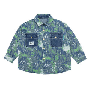 <span class=keywords><strong>Blouson</strong></span> en jean à manches longues pour garçons, nouvelle collection printemps 2026, style urbain tendance, motif camouflage, coupe ample, teint en pièce, coupe-vent - Product Image 5