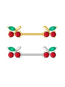 귀여운 체리 패션 스테인레스 스틸 지르콘 약혼 바디 피어싱 보석 유방 젖꼭지 반지 플래티넘/골드 도금 도매 - Product Image 2