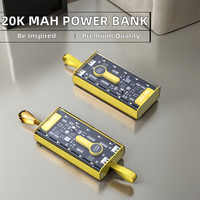 2024 nouveaux produits powerbank 20000mah charge rapide Transparent 66W Power Bank grande capacité Portable avec poignée de lampe de poche