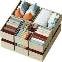 Ensemble d'organisateurs de tiroirs pliables en tissu pour chaussettes, sous-vêtements et vêtements, boîtes de rangement pliables, bacs organisateurs de tiroirs