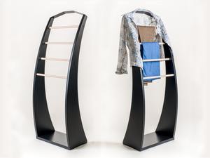 Porte-vêtements noir moderne pour chambre à coucher, organisateur de vêtements en <span class=keywords><strong>bois</strong></span> avec étagère pour manteaux et accessoires - Product Image 5