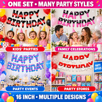 Lot de ballons en aluminium Joyeux Anniversaire de 16 pouces en gros, bannière de ballons Mylar personnalisée OEM/ODM pour décorations de fête d'anniversaire