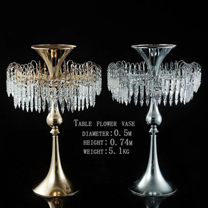 Illuminazione a LED acrilico oro argento matrimonio cristallo di fiori Stand, decorazione di nozze tavolo da pranzo <span class=keywords><strong>centro</strong></span> tavolo vaso di fiori - Product Image 1