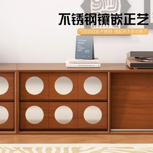 Solid Wood Combination <b>Tv</b> Cabinet Retro Storage Cabinet French Style Floor Standing <b>Tv</b> <b>Stand</b> With Storage For Living Room - Product Image 3