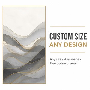 <span class=keywords><strong>Papier</strong></span> <span class=keywords><strong>peint</strong></span> mural personnalisé gris vague ligne dorée toile huilée abstraite motif ruban pour hall, bureau, club - Product Image 3
