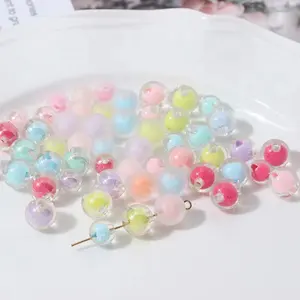 2022 nueva moda 50 unids/bolsa AB Color acrílico redondo mate cuentas de pelo para niños - Product Image 1