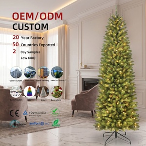 Arbre <span class=keywords><strong>de</strong></span> Noël artificiel en PVC pré-éclairé <span class=keywords><strong>de</strong></span> haute qualité (1,2 m à 3 m) avec lumières LED, base autoportante réutilisable, personnalisable – Vente en gros - Product Image 1
