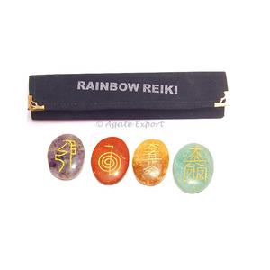 Arc-en-ciel Reiki Pierres Ensemble Ovale | reiki ensemble fournisseur | reiki Gravé pierres - Product Image 1