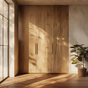 Industrial Wooden Wardrobe Solid Wood <b>Frame</b> Freestanding Storage Cabinet Waterproof for Modern Urban Apartment - Product Image 5