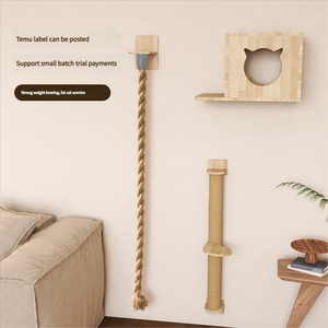 Estante para gatos montado en la pared personalizado al por mayor árbol flotante para gatos de madera con poste rascador de sisal Marco de escalada de pared interior - Product Image 1