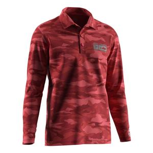 เสื้อโปโลตกปลาลายพรางสีแดง แขนยาว พิมพ์ลายตลก สำหรับผู้ชาย น้ำหนักเบา แห้งเร็ว มีปก - Product Image 3