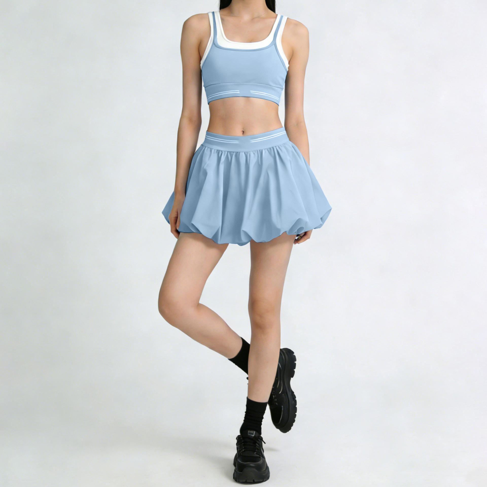 Shallow Sea Blue bra + short skirt