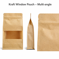 Boîte à fond plat en papier kraft en gros avec fenêtre transparente et fermeture éclair, logo personnalisé, qualité alimentaire, en stock, prête à être expédiée, faible MOQ 50