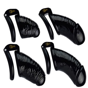 FRRK Black Chastity Cages Devices Men's Resin Penis Exercise Cage-Light Weight and Comfortable Penis Cages-with 4 Size Rings - Product Image 1