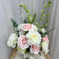 Bouquet de fleurs en soie rose et blanche pour mariage, Nouvel An et Halloween - Centre de table - Taille personnalisable