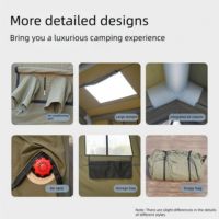 Tente de camping gonflable portable pour l'extérieur avec protection solaire et coupe-vent, adaptée à 8-12 personnes, tente automatique
