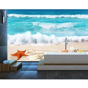 Özelleştirmek sadece romantik plaj dalgaları için oturma odası yatak odası arka plan dekorasyon 3D duvar kağıdı - Product Image 5