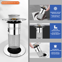 Bonde de vidange escamotable en acier inoxydable pour lavabo de salle de bain, panier filtrant amovible, filtre attrape-cheveux pour évier de cuisine et usage domestique