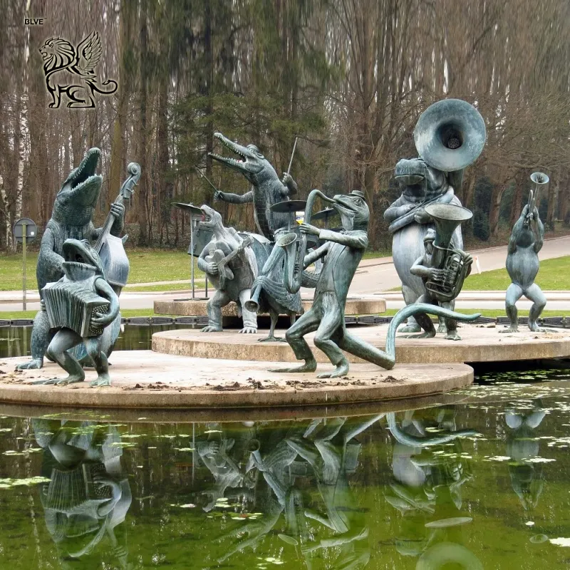 BLVE Customized Garden Decoration Large Metal Bronze Animal Concert Statues Outdoor Musical Water Fountain Sculpture