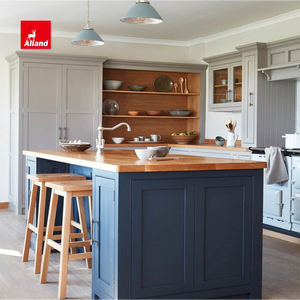 AllandCabinet Custom Luxury America Enmarcado Panel empotrado Diseño de gabinete de cocina con Isla Gabinete de almacenamiento Encimera de madera - Product Image 2
