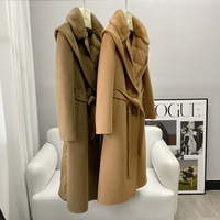 PUDI Damen Neue Wollmischung Winter Warme Lange Jacke mit Entendaunen-Futter Design-Mantel mit Nerzfellkragen CT2156