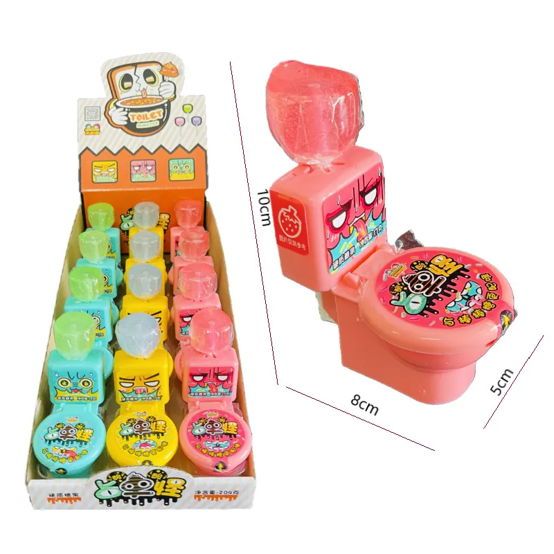 Logo personalizzato factory halal sweet kids candy toy Funny Toilet Toy Packing lecca-lecca dolce con caramelle in polvere acida