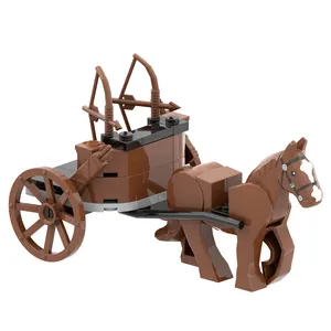 Hot MOC5015 Middle Ages Archer carriage prison car transporter horse Model Building Blocks sets For Child model puzzle toys