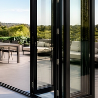 Porte pliante en aluminium à double vitrage trempé, moderne, pour séparation de pièce ou patio