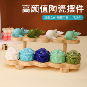 Figuras de ballenas de cerámica de Mystic Arts, mini decoración para el hogar, escritorio, adorno para pecera - Product Image 5