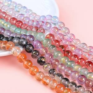 Perles de verre de forme irrégulière de 8 à 10 mm, transparentes, à base d'encre à l'eau, teintées, parsemées d'or, de la marque JC, matériaux faits à la main pour la fabrication de colliers - Product Image 4