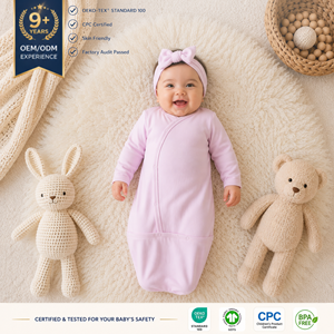 Combinaison de sommeil pour bébé nouveau-né de haute qualité, 100% coton biologique, boutonnée, anti-gigotement, OEM, fabriquée en usine au Vietnam - Product Image 3