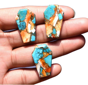 Turquesa Cobre de Ostra Espinosa Natural, Forma de Ataúd Plana, Gemas de Alta Calidad para Fabricación de Joyas DIY, Anillos, Proveedor Mayorista - Product Image 6