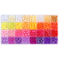 Lot de 640 perles poney à grand trou 9x6mm, kit de perles en plastique acrylique à 32 compartiments pour la fabrication de bijoux DIY, tressage de cheveux et bracelets