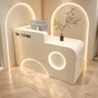 Vente en gros de meubles de salon de coiffure de beauté professionnel, réception pour salon de coiffure, table de réception avec LED personnalisable