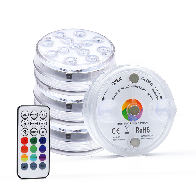 Submersible LED Pool Lights with Magnet & Suction Cups RGB Color Changing Underwater Pond Light for Hot Tub, Spa, Aquarium