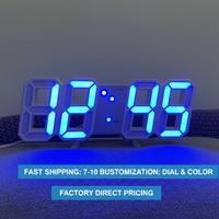 Réveil numérique moderne, horloge murale de bureau, horloge 3D, lumière LED colorée avec fonction de répétition et thermomètre