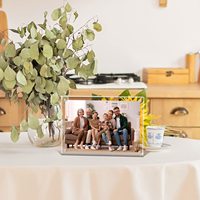 Cadre photo magnétique carré en acrylique double face, service de découpe, cadre transparent autoportant pour table/bureau 10,16x15,24cm