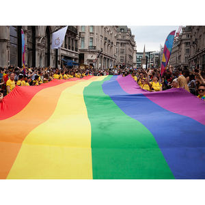 Шестигранный баннер с печатью на заказ, яркий цвет, полосатый флаг для LGBT - Product Image 1