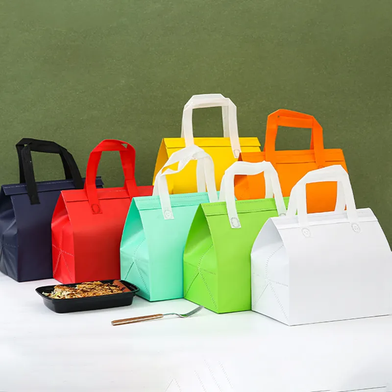कस्टम मुद्रित लोगो गैर बुने हुए foil insated लंच कूलर बैग थर्मल ले दूध चाय के लिए गर्म खाद्य वितरण बैग