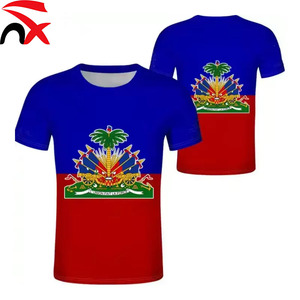Venta al por mayor Bandera de Haití ropa camiseta de manga corta personalizada bandera haitiana camiseta con escote redondo - Product Image 6