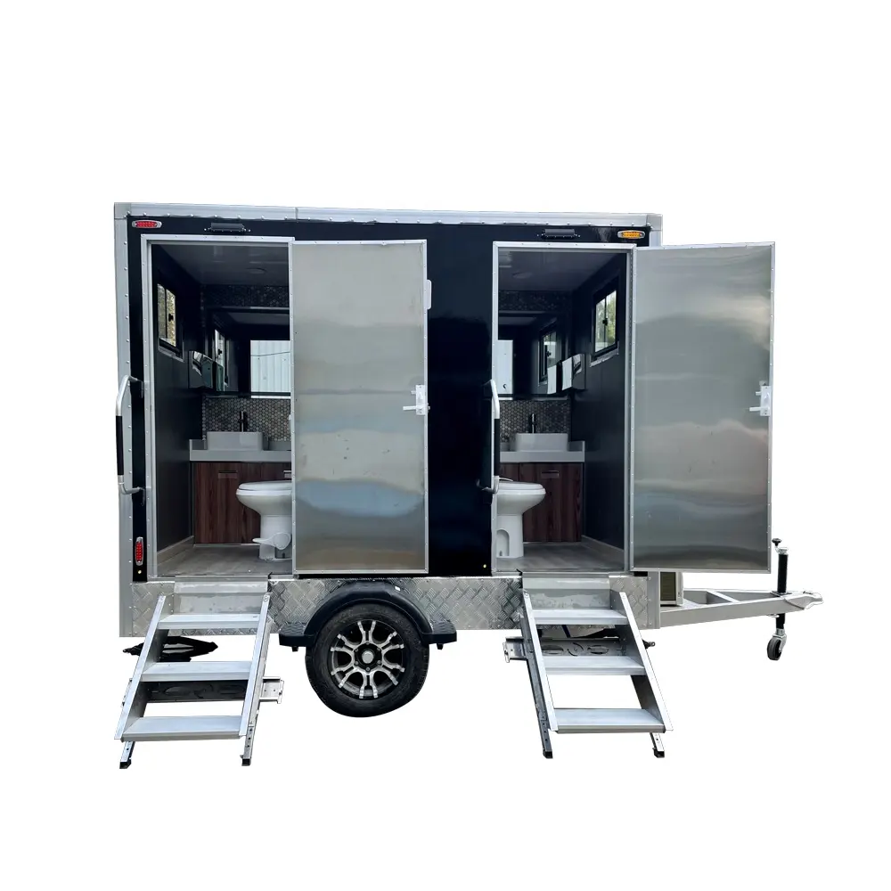 TUNE 10 Feet Portable Restroom with Trailer Mobile Toilet Trailers