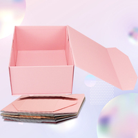 Bas quantité minimale de commande Logo personnalisé imprimé carton dur ruban rose pliant emballage rigide de luxe grand panier magnétique boîte-cadeau
