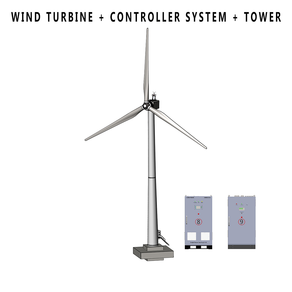 Turbina de viento + sistema + Torre del regulador