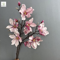Fleurs de Magnolia Chinoises en EVA de Haute Qualité à 7 Têtes, Grandes, pour Décoration Maison et Mariage, Têtes de Fleurs de 17 cm de Large, Accessoires de Coiffure Rose et Blanc