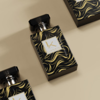 Flacon de parfum carré de luxe de style arabe 30 ml, noir, en verre mat, sérigraphie, écologique et recyclable, idéal pour les voyages