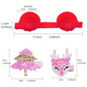 20817 YOKIKIDS Barrette à cheveux Noël style doux avec nœud et motif bois de cerf, pince BB avec sequins en cristal de 10 cm, accessoire de coiffure pour filles - Product Image 1