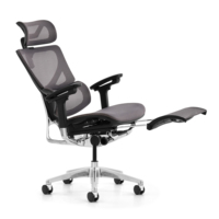 Chaise d'ordinateur de bureau ergonomique, pivotante, en maille, avec repose-pieds, pour ordinateur, blanc,