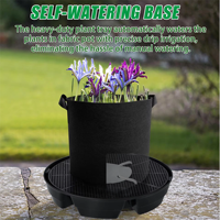 Ensemble de 4 plateaux de base auto-arrosants pour sacs de culture en tissu, support de réservoir de pot de plante en plastique robuste pour le jardinage