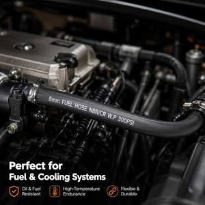 Tuyau en caoutchouc flexible tressé haute pression 300 PSI NBR EPDM NR Silicone 8 mm résistant à la corrosion pour ligne de carburant diesel, huile et gaz - Product Image 4